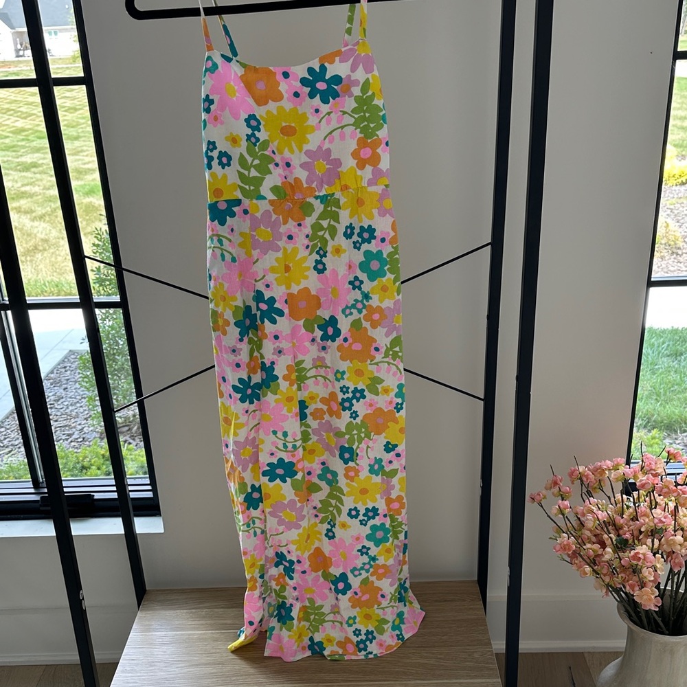 Mumu small Floral midi Dress with Spaghetti Straps.  Like new